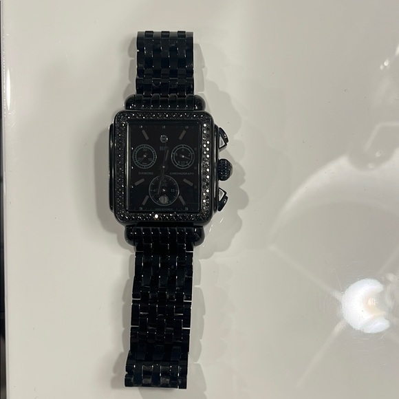Michele Black noir deco with diamonds watch - Picture 4 of 6